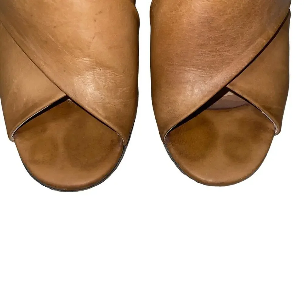 Vince Faine Leather Slingback Sandal Tan Size 8.5